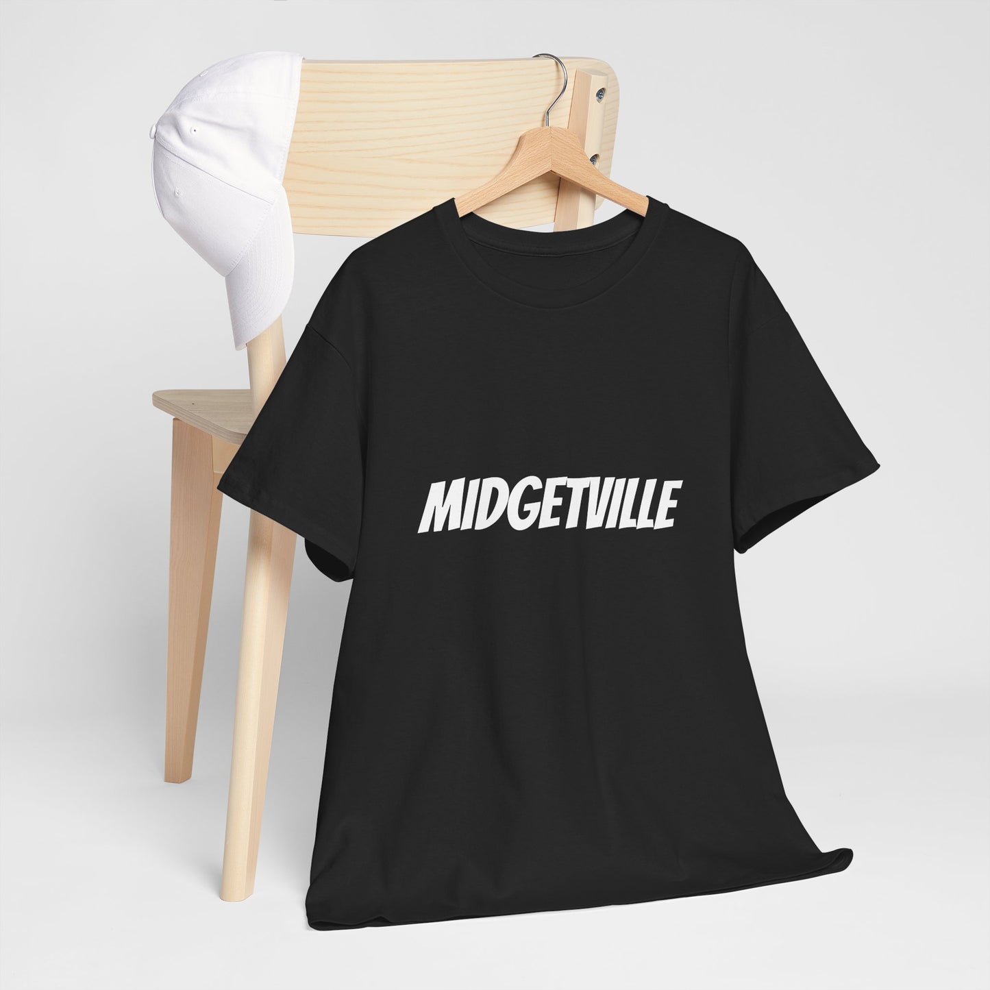 Midgetville Unisex Heavy Cotton Tee - Casual Wear, Unique Graphic Tee, Gift for Friends, Streetwear Style, Everyday Comfort